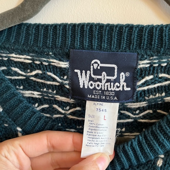 Vintage Woolrich Classic Cotton Sweater, Crewneck, Bird's-Eye Made in USA Size L - Picture 2 of 6